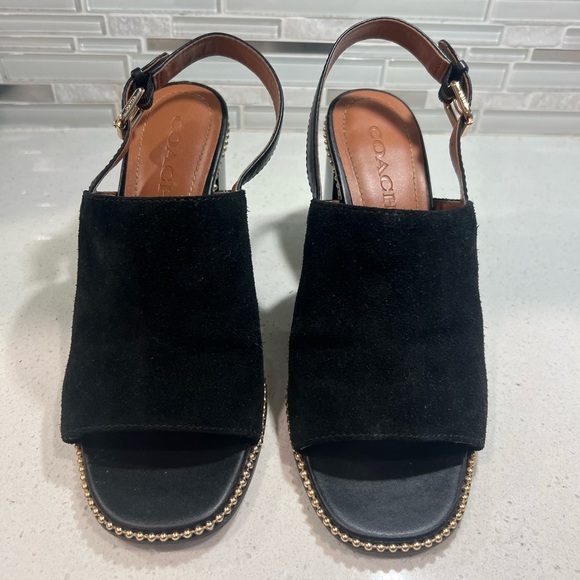 Coach, black suede block heel size 8 - Picture 2 of 7